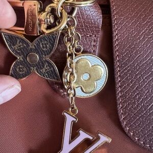 Louis Vuitton Floral Monogram Keychain with Gold and Brown
